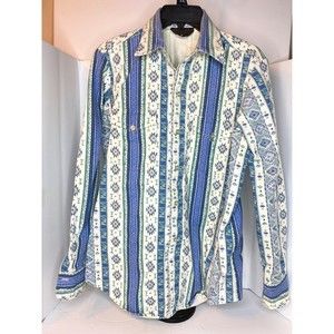 Caravan Mens Western Apparel Shirt Blue Size Large